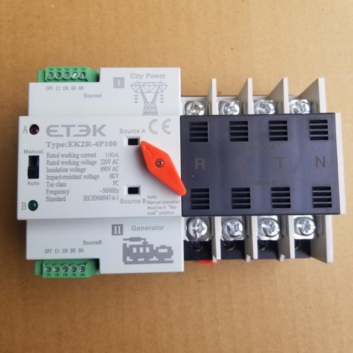 ATS chuyển nguồn điện tự động - ATS ETEK - Cầu dao 2 pha đóng cắt nhanh, không làm reset thiết bị, BẢO HÀNH 12 THÁNG
