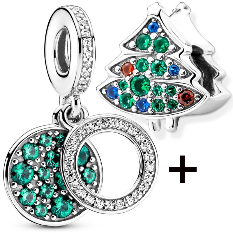 Set 2 Mặt Dây Chuyền May Mắn Đính Đá Pha Lê Hình Giọt Nước Màu Đỏ / Xanh Lá / Xanh Lá / Xanh Lá