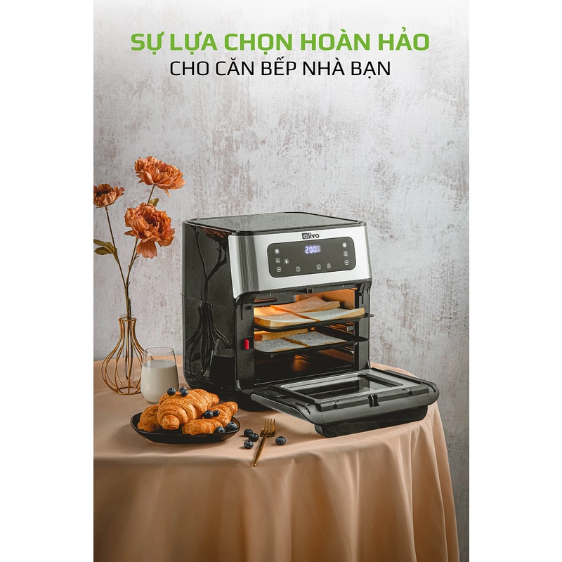 Nồi Chiên Không Dầu Olivo AF12 Dễ Dàng Vệ Sinh Với Nhiều Chế Độ Nướng Rã Đông Chuyên Nghiệp