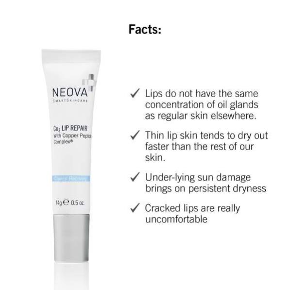 Kem Dưỡng Môi Căng Bóng, Giảm Thâm Môi NEOVA CU3 LIP REPAIR 14g