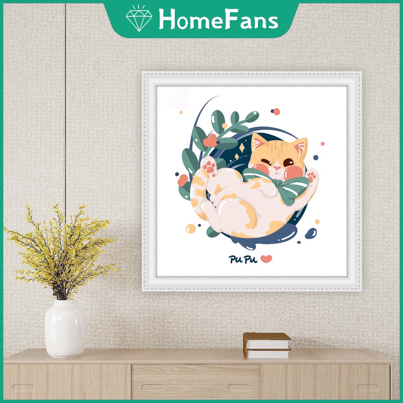 Bộ Tranh Đính Đá 5D Tự Làm 40x40cm/50x50cm Hình Mèo Xinh Xắn Trang Trí Phòng Ngủ Cho Bé