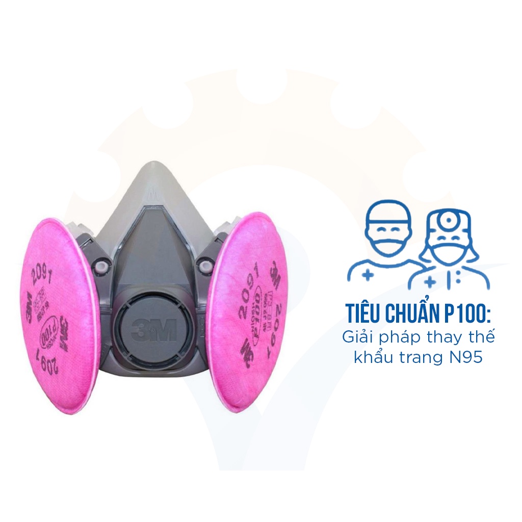 Bộ mặt nạ phòng độc 3M 6200-2097 chống bụi, hơi độc, khí hàn cắt đúc kim loại - Thinksafe
