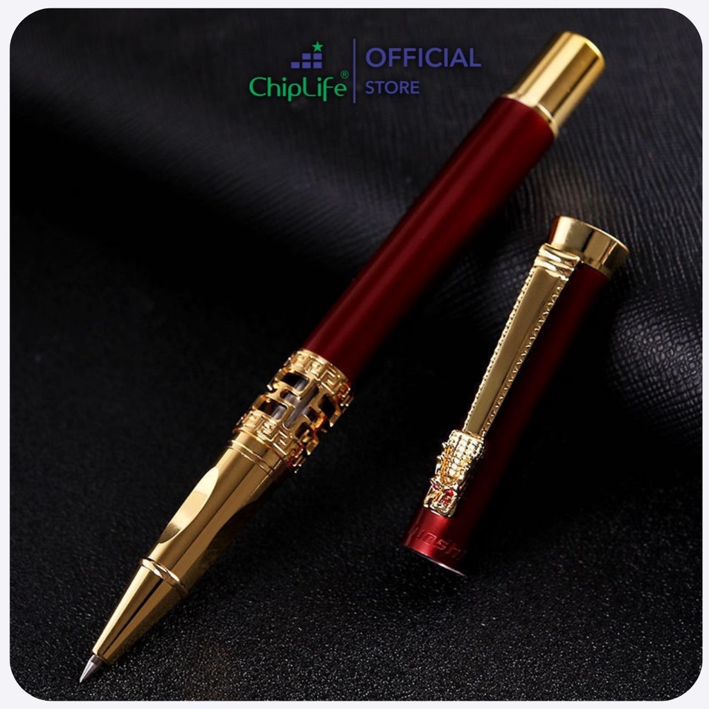 Bút ký kim loại nắp đầu rồng viền chữ thập CHIPLIFE RP01 khắc tên - Ngòi bút 0.5mm mực gel màu xanh