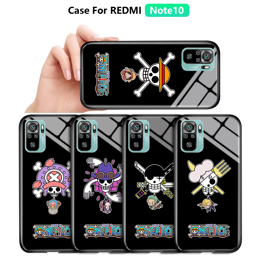 Ốp Điện Thoại Cho Xiaomi Redmi Note 10 4G 10 Pro 10S ​Ốp Điện Thoại Kính Cường Lực in Hình Anime One Piece Cho Iphone