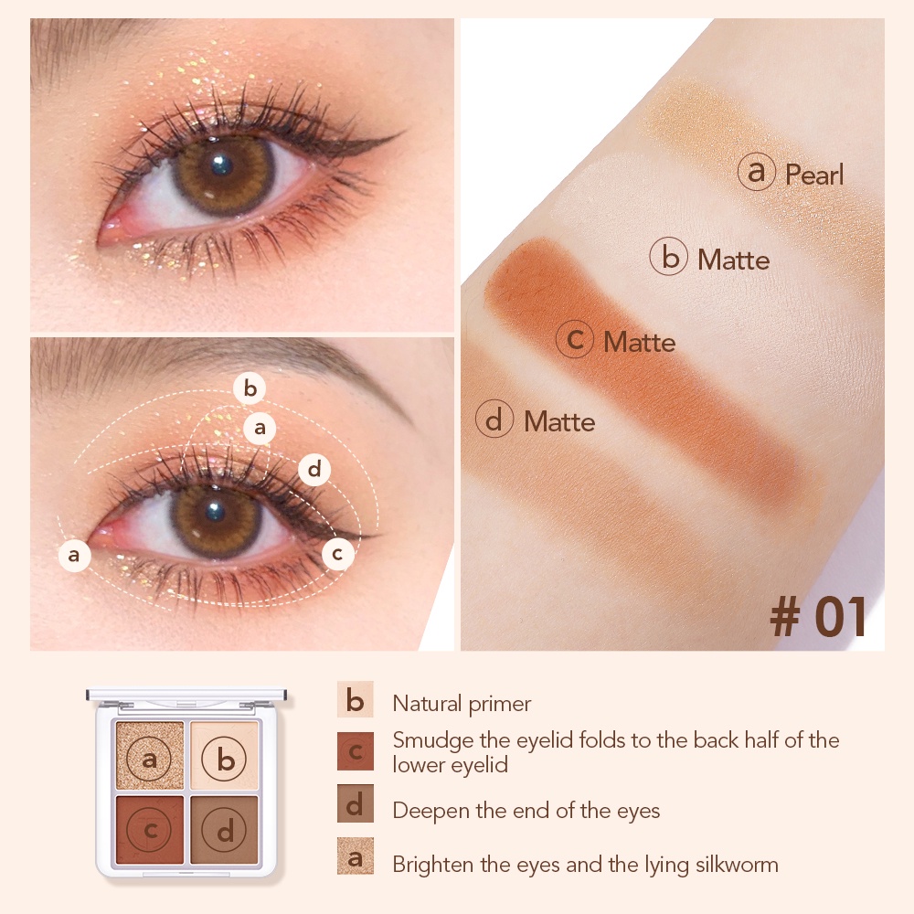 Bảng phấn mắt O.Two.O 70g 4 màu lì và ánh ngọc trai chống nước lâu trôi | BigBuy360 - bigbuy360.vn