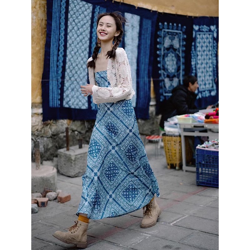 Váy vintage phong cách boho đi biển