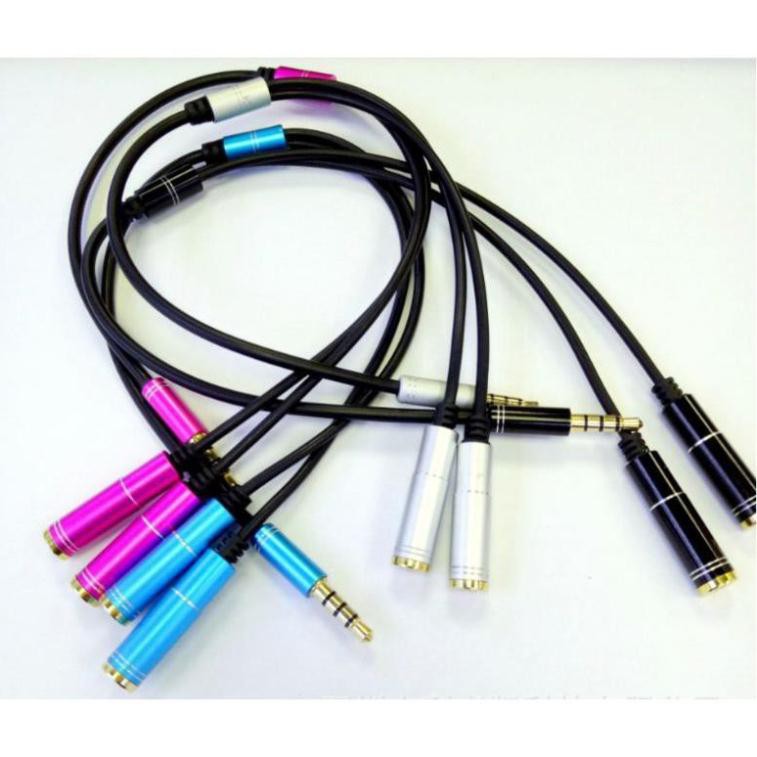 Dây chia từ jack 3.5 ra 1 tai nghe và 1 mic 4 khấc mạ vàng cao cấp, dây chia 1 tai 1 mic, jack chia audio