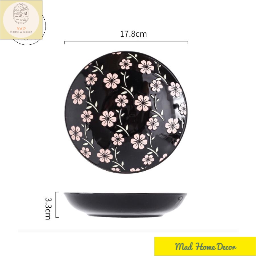 Đĩa sứ tròn đường kính 17.8cm họa tiết trang trí bàn ăn decor