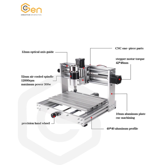Máy CNC Mini 3018 Max 100% khung nhôm với trục chính 150w