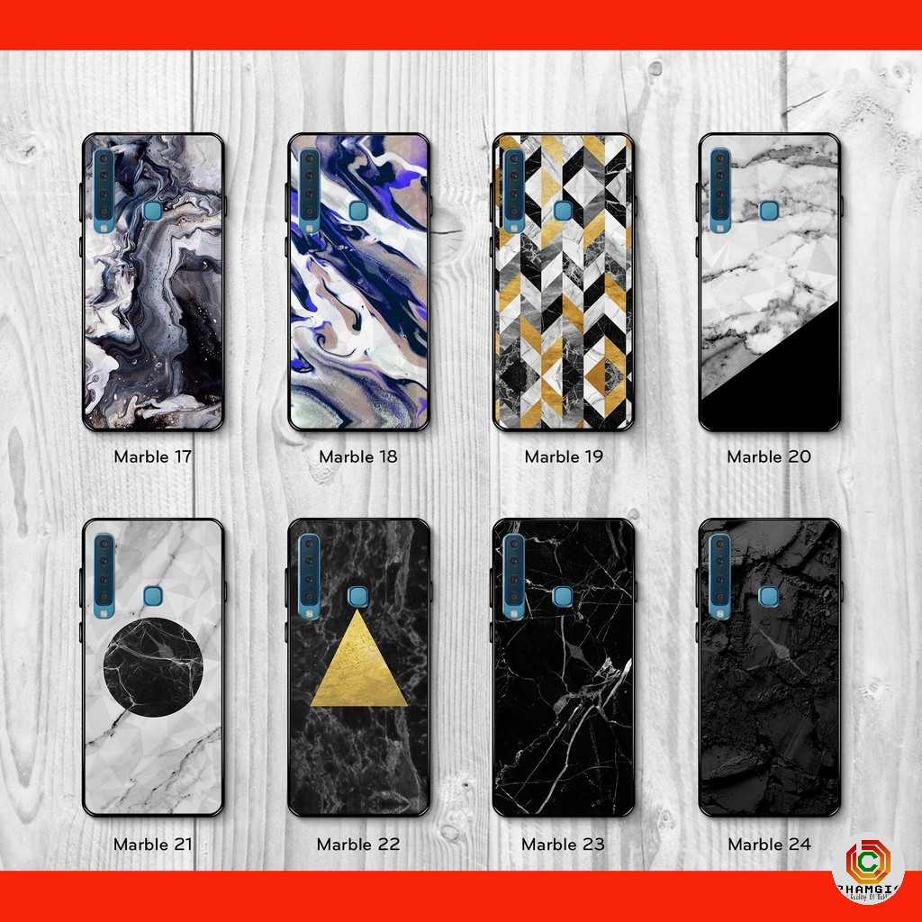 Ốp kính Samsung A9 2018 A50 J4 core J4 plus mặt lưng ép cường lực dẻo chống bể in nhiều mẫu đá hoa cương sắc nét