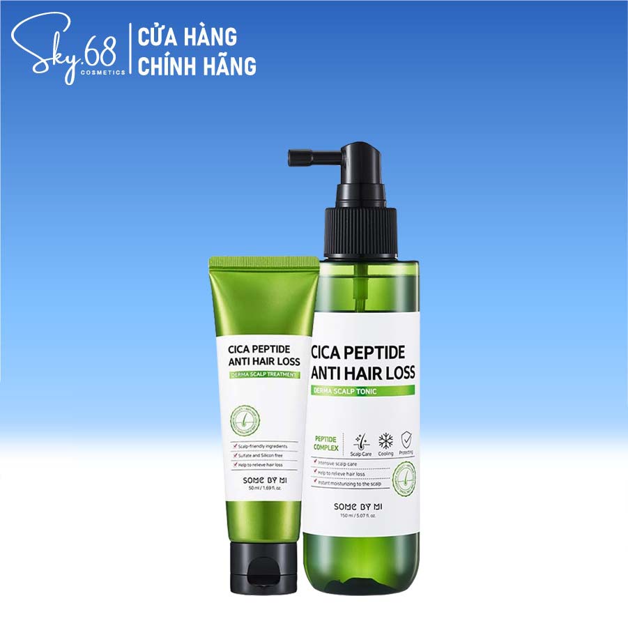 Combo 2 sản phẩm ngăn ngừa rụng tóc Some By Mi Cica Peptide Anti-Hair (Dầu Xả 50ml + Xịt dưỡng 150ml)