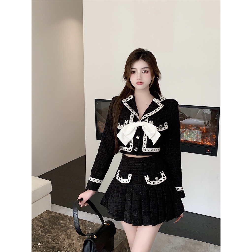 Sét váy dạ Tweed tiểu thư sang chảnh siêu xinh