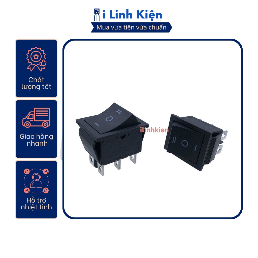 Công tắc bập bênh KCD4 15A/250V 6 chân 3 chế độ 25x31mm không đèn