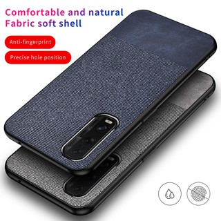 Oppo Find X2 Pro Reno 2 Z 2Z 2F 10X Leather Spliced Fabric Thin Phone Case Shockproof Casing Matte Protection Soft Shell Cover