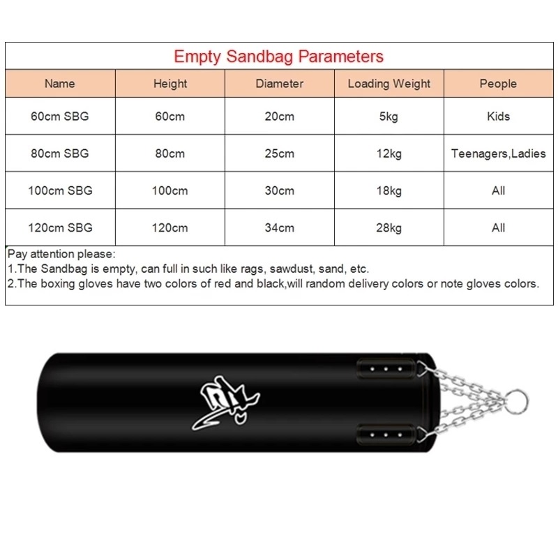 Túi Cát Rỗng Bằng Da PU 60 / 80 / 100 / 120cm Hỗ Trợ Luyện Tập Boxing / Muay Thái