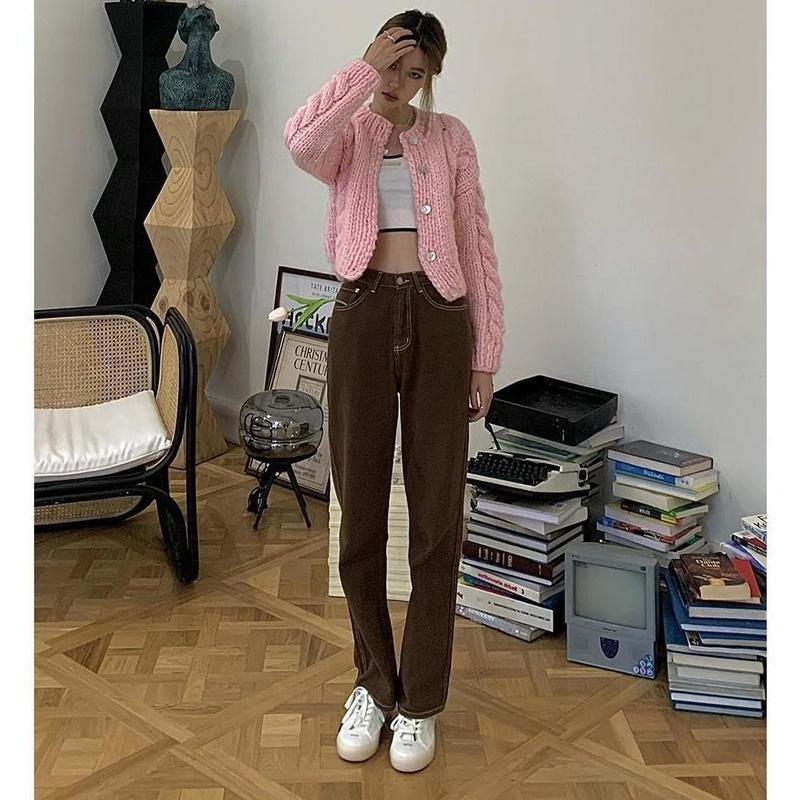 Quần Jeans Nữ Ống Rộng Lưng Cao Thời Trang Hàn Mới