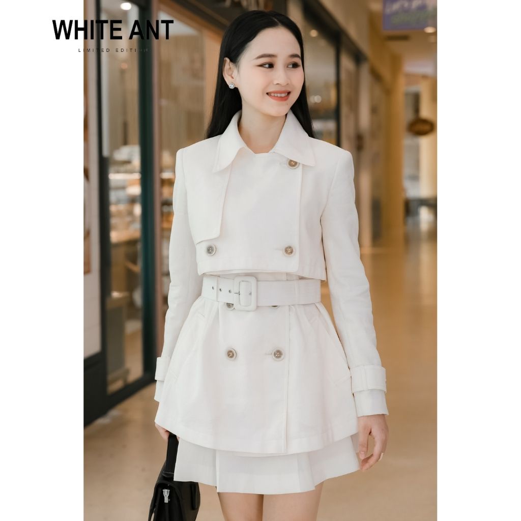 Áo Khoác Blazer Công Sở Nữ WHITE ANT OPAL SHORT JACKET Cổ Bẻ Kèm Đai Eo Điệu Đà, C