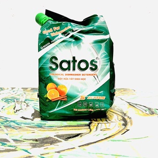 MỚI- Bột rửa bát sinh học Satos Advance và chai vệ sinh máy rửa bát Finish