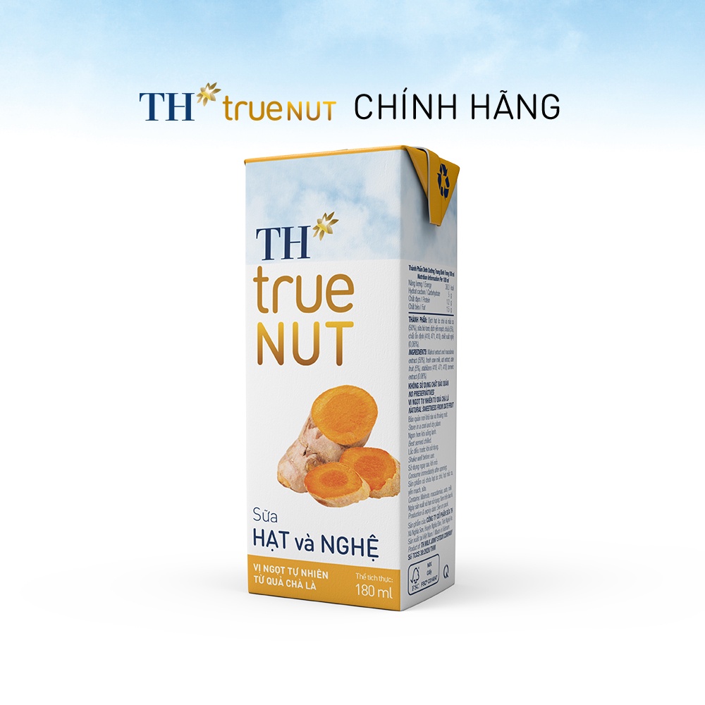 4 Lốc sữa hạt và nghệ TH True Nut 180ml (180ml x 4 hộp)