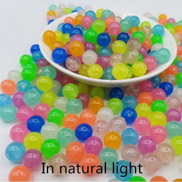 Chuỗi hạt Acrylic màu dạ quang 6/ 8/ 10/ 12mm dùng làm trang sức thủ công