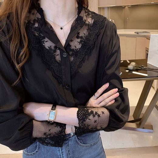 Áo Chiffon Phối Ren Thời Trang Mùa Xuân Mới Cho Nữ Mã