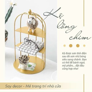 KỆ ĐỰNG MỸ PHẨM LỒNG CHIM 3 TẦNG ĐỂ BÀN