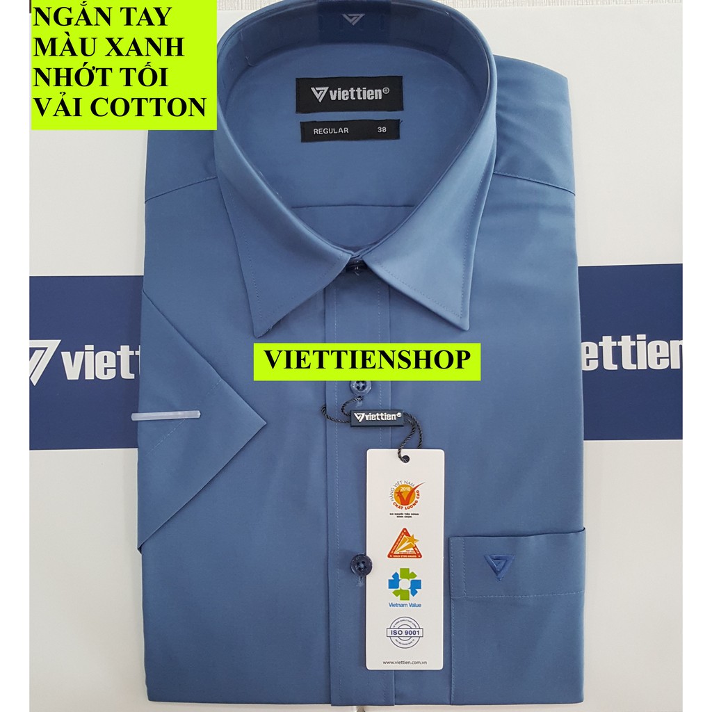 ÁO SƠ MI VIỆT TIẾN NGẮN TAY MÀU TRƠN