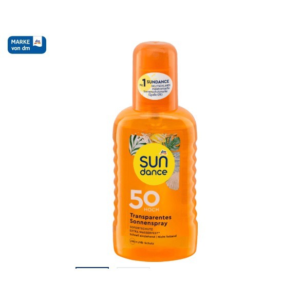 Kem chống nắng Sundance dạng xịt với chỉ số chống nắng SPF 50.,.