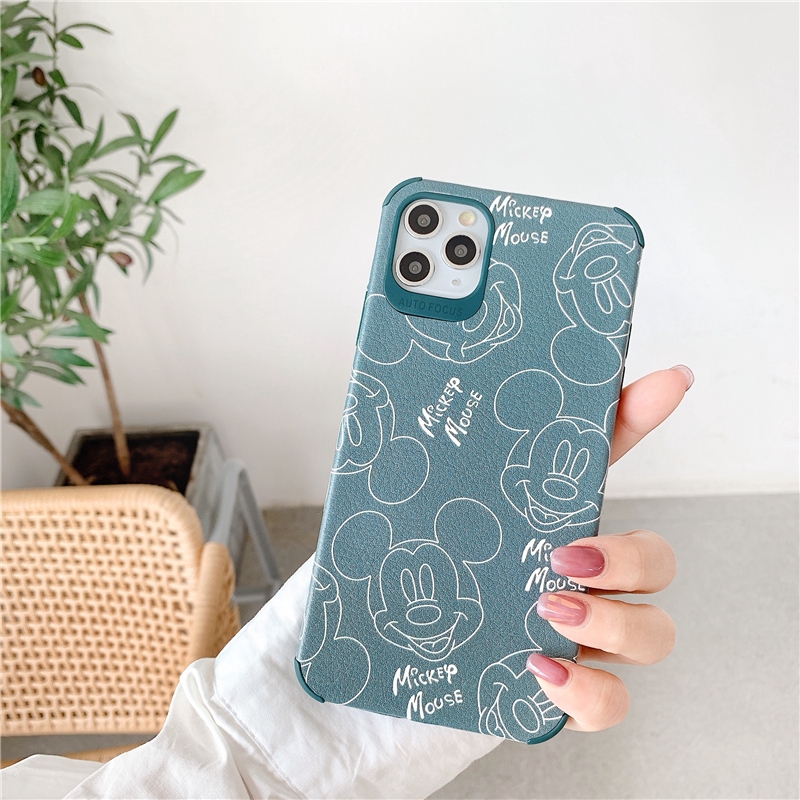 Ốp lưng iphone da Auto Focus Mikkey m0use xanh lá 7/7plus/8/8plus/x/xr/xs/11/12/pro/max/plus/promax - Awifi Case T6-15 | BigBuy360 - bigbuy360.vn