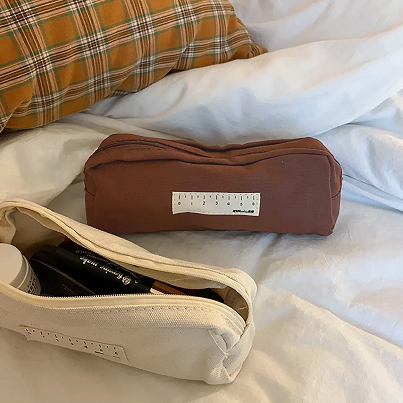 Túi Đựng Bút / Mỹ Phẩm Bằng Vải Canvas Kích Cỡ Lớn Tiện Dụng