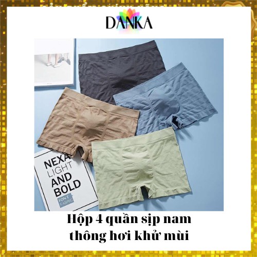 Sét, Hộp 4 quần lót thông hơi Nam Boxer Brief Khử mùi J. Er Bu Fan 3.0 vải Cotton Co giãn