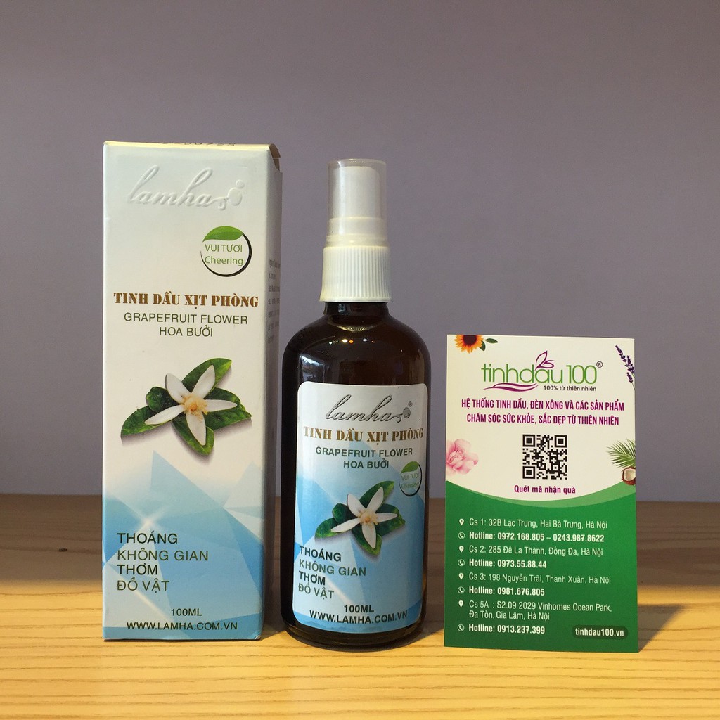 Tinh dầu xịt phòng hoa bưởi Lam Hà xịt thơm phòng, quần áo, thư giãn tinh thần 100ml Tinh Dầu 100 Shop