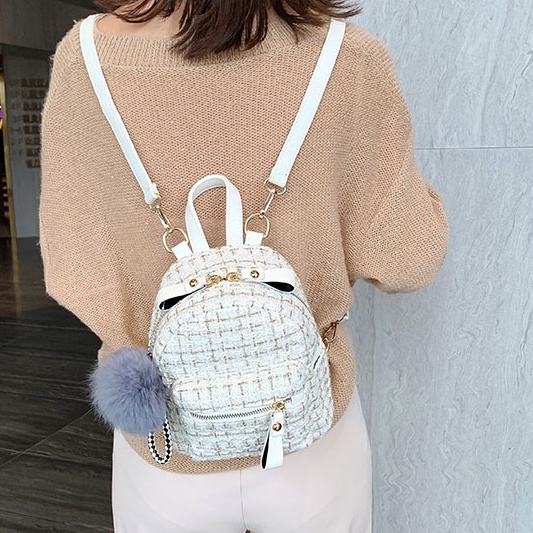 Balo Nữ Đẹp, Balo Kẻ Dạ Mềm Siêu Xinh Phong Cách Hàn Quốc SPB 105