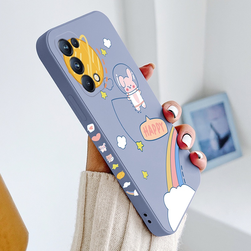 Ốp Điện Thoại TPU Dẻo Viền Thẳng Họa Tiết Hoạt Hình Dễ Thương Cho oppo reno 4 reno 5 reno 3 reno2 f reno 6