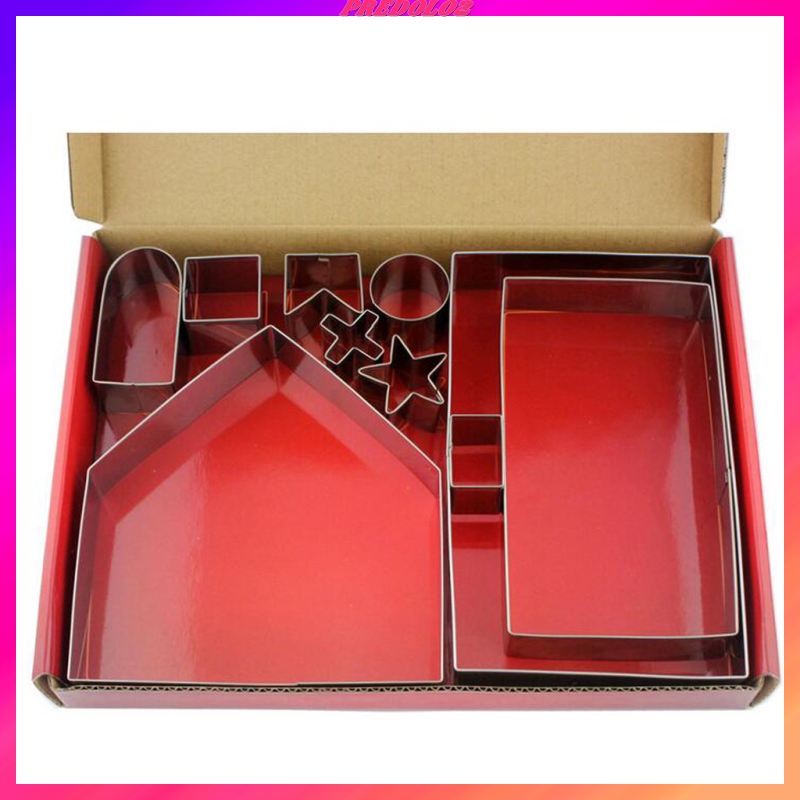 Bộ 10 Khuôn Cắt Bánh Quy 3D Bằng Thép Không Gỉ Hình Ngôi Nhà Gừng Giáng Sinh