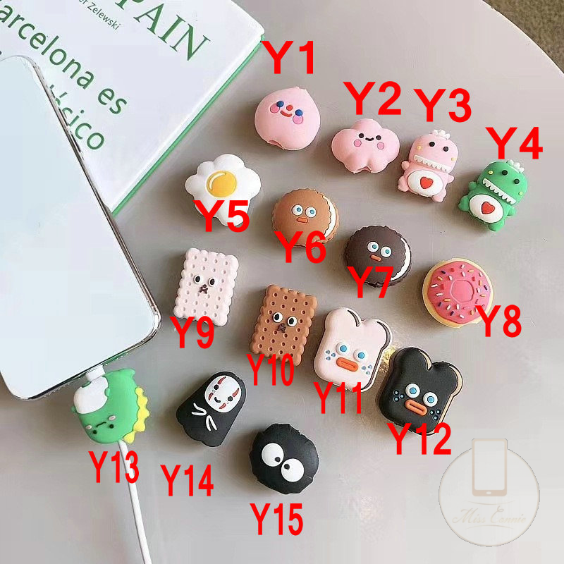 Đầu hoạt hình bọc bảo vệ dây cáp sạc dữ liệu tai nghe