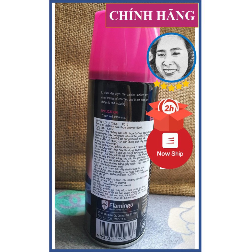 Flamingo - Bình Xịt Tẩy vết bẩn bề mặt sơn, băng dính, kim loại, nhựa Đường F012 450ml - Sáng Bóng Như Mới