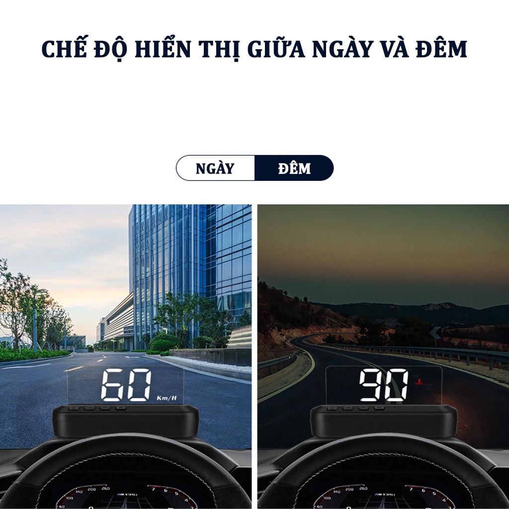 HUD Hiển Thị Tốc Độ Trên Kính Lái Hud C100 Màn Hình Gập