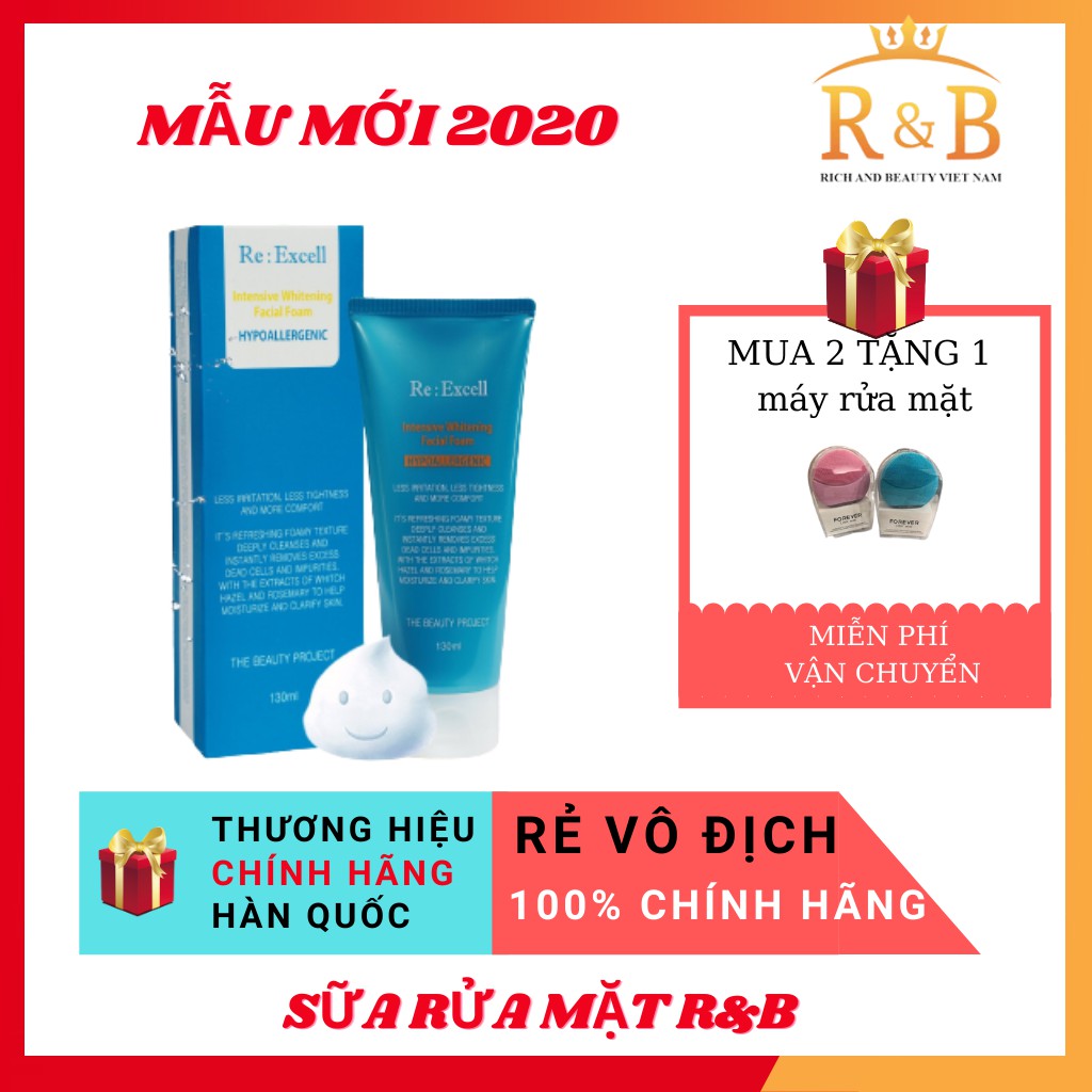 Sữa rửa mặt cho da dầu, da hỗn hợp thiên dầu: Intensive Whitening Facial Foam