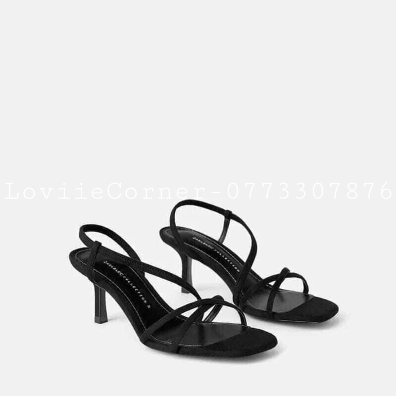 LOVIIECORNER - SANDAL CAO GÓT QUAI MẢNH DÂY CHÉO ĐẾ 9 PHÂN - GIÀY SANDAL CAO GÓT QUAI MẢNH 9CM - ĐEN - G210328