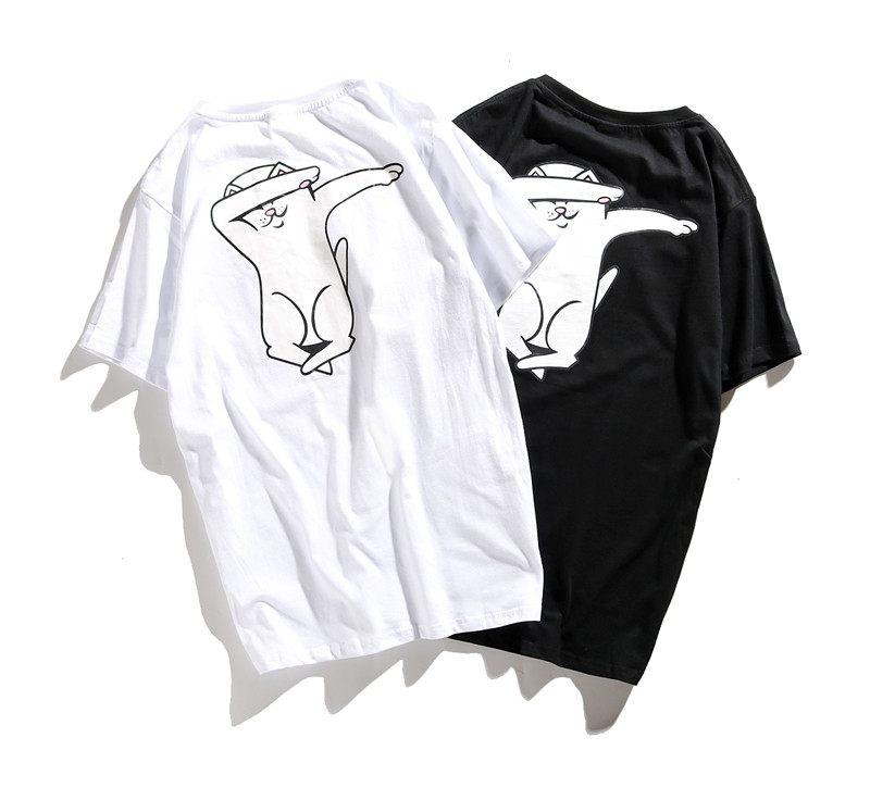 Áo Thun Cotton Ngắn Tay In Hình Mắt Mèo Ripndip