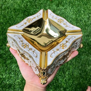 Gạt tàn vuông hợp kim màu trắng