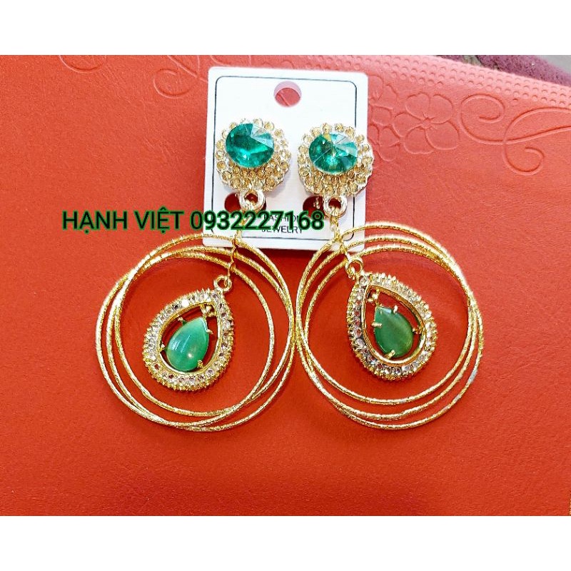 Đôi hoa tai dạng kẹp , 3 vòng tròn - Trang phục Phụ kiện Hầu Đồng