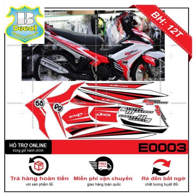 ( Quí khách vui lòng mang ra tiệm cho thợ dán ) Tem EXCITER 2011 TRẮNG ĐỎ [Bi Decal]