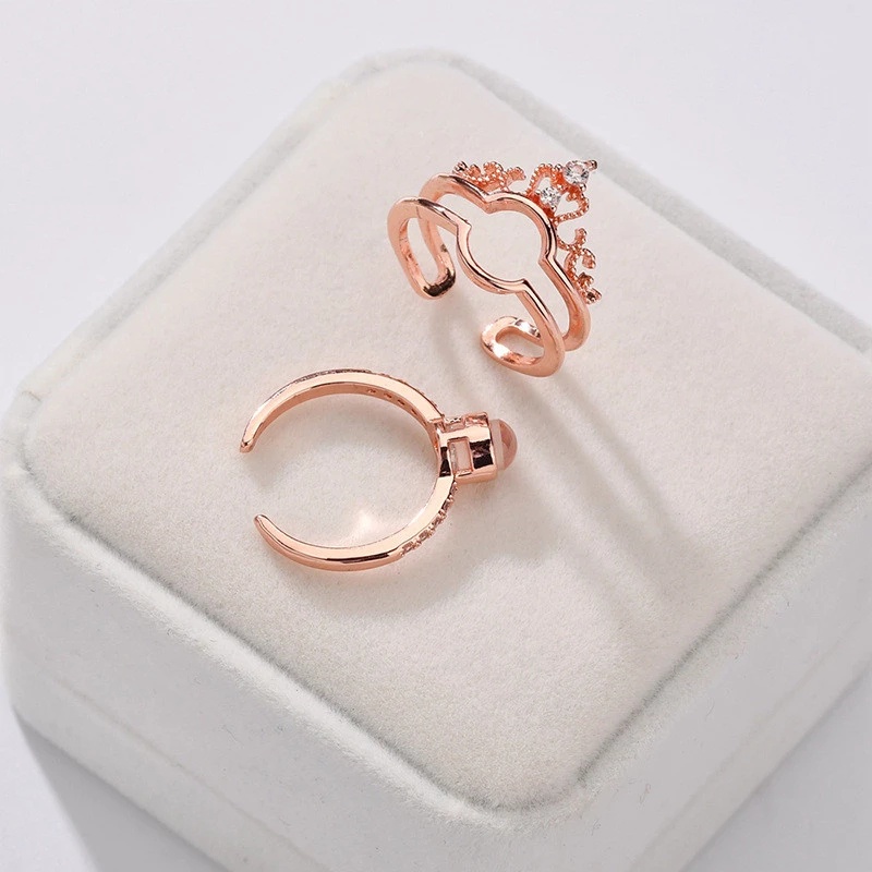 Nhẫn Hở Hình Vương Miện Hai Lớp 100 Ngôn Ngữ I Love You Thời Trang Cho Nữ