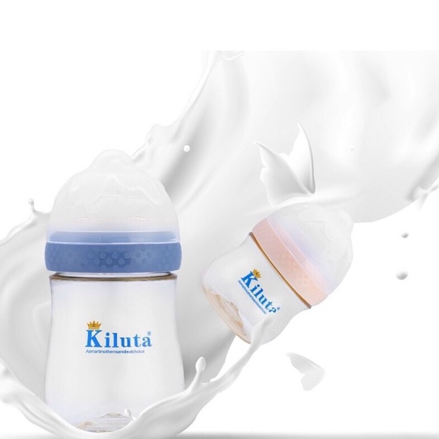 Bình sữa cao cấp có nấp kiểu hoa mai cổ rộng chống sặc và đầy hơi cho trẻ sơ sinh từ 0 tháng tuổi.
