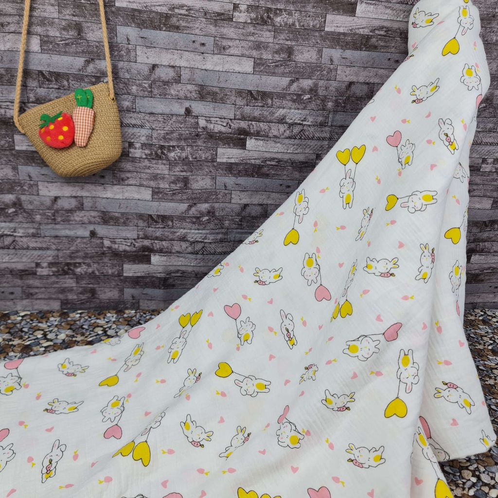 Vải xô muslin 2 lớp cao cấp - Bộ sưu tập các mẫu thỏ