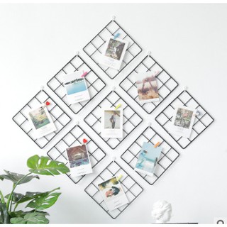 Combo 9 khung lưới sắt trang trí decor tấm 20x20cm. Tặng kèm 9 móc dính tường