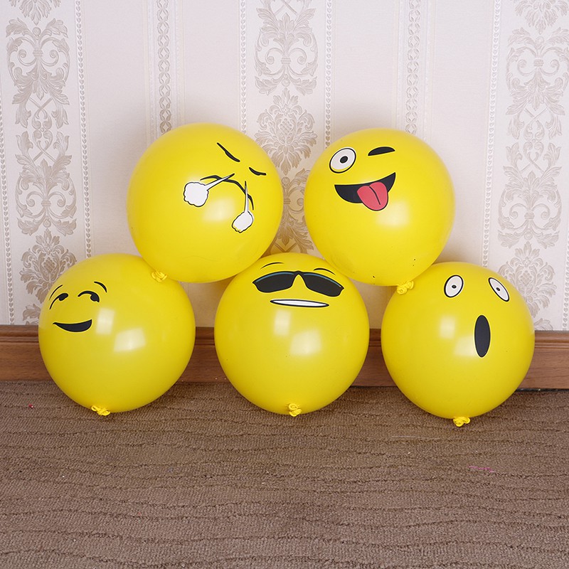 10PCs 12inch emoji balloons expression yellow latex balloons for party wed