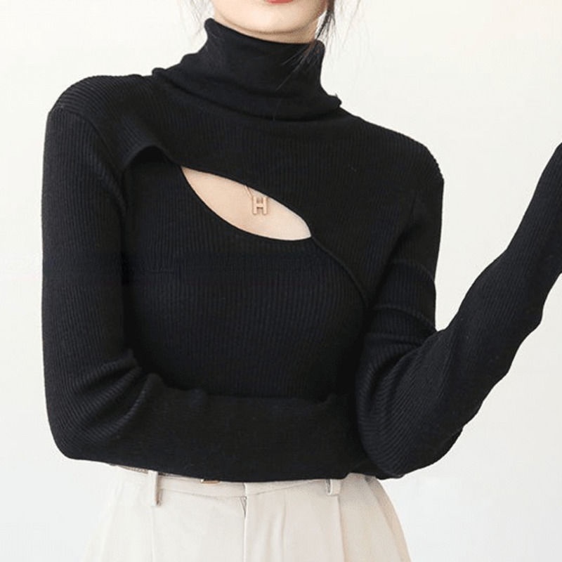 Áo len cổ cao tay dài mềm mại thời trang thu đông